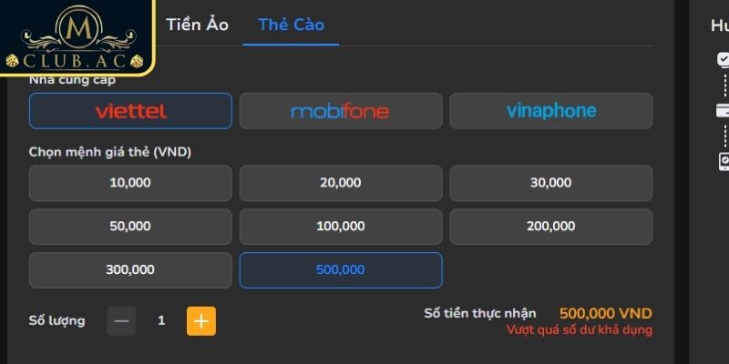 Lưu ý khi rút tiền MClub